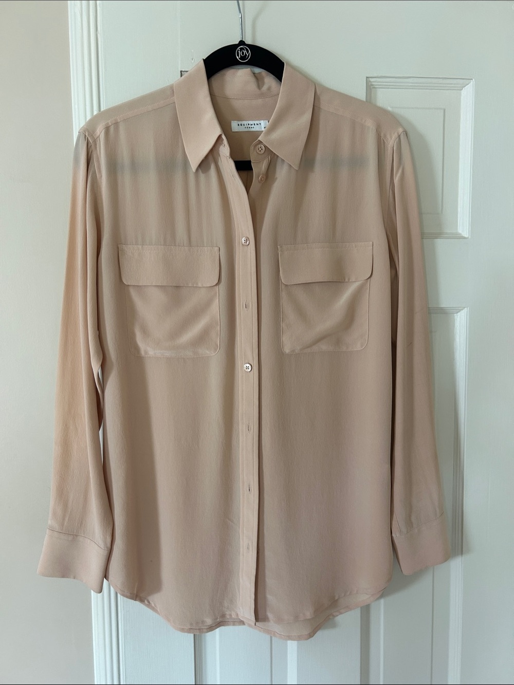 Equipment Blush-Tone Silk Button Front Blouse